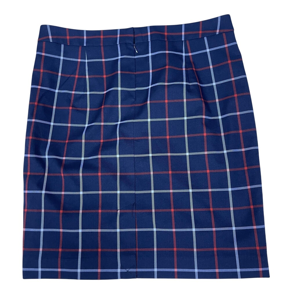Tommy Hilfiger Skirt Womens 14 Navy Plaid Tartan Pencil Stretch Lined Back Zip